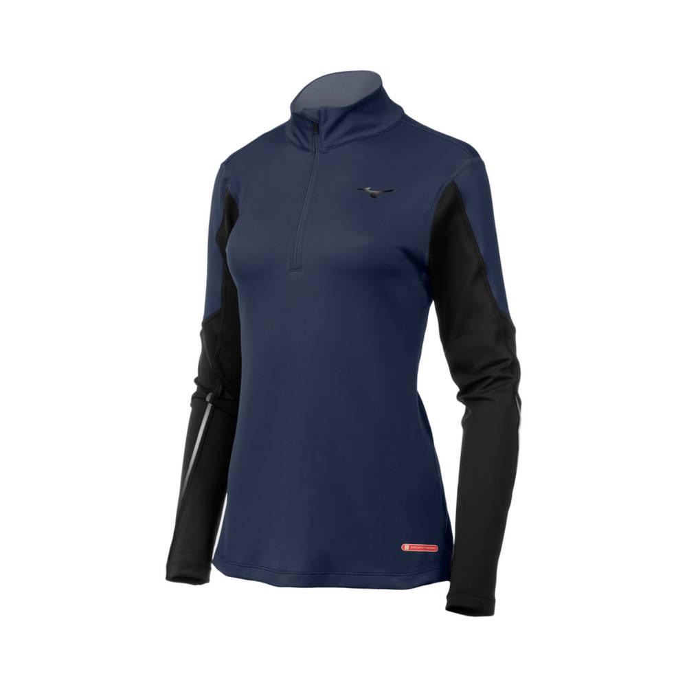 Base Layer Mizuno Breath Thermo® Half Zip Mujer Indigo/Negras Outlet PZUR-74561